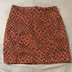 Free People Geometric Rust and Black Mini Skirt